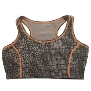 Yummie Heather Thomson gray black orange reptile print light support sports bra